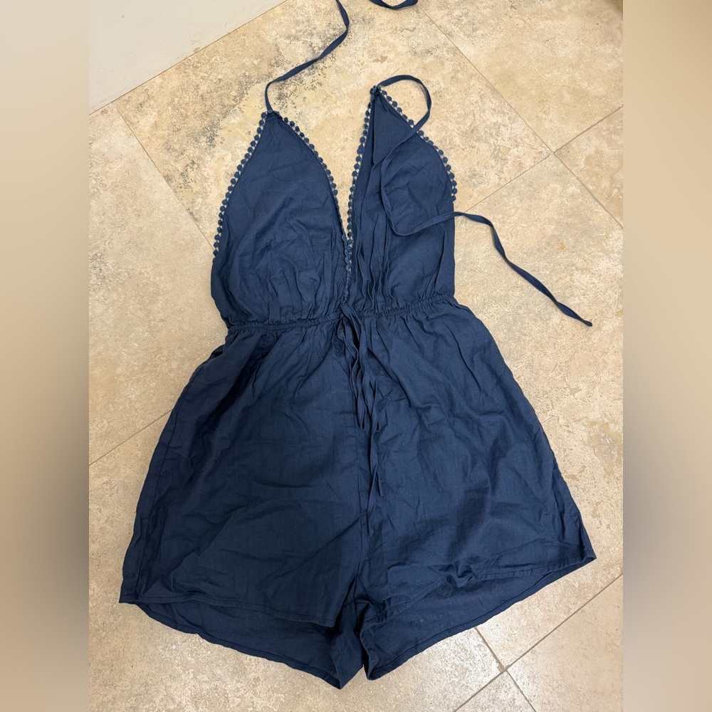 Navy Blue Halter Romper